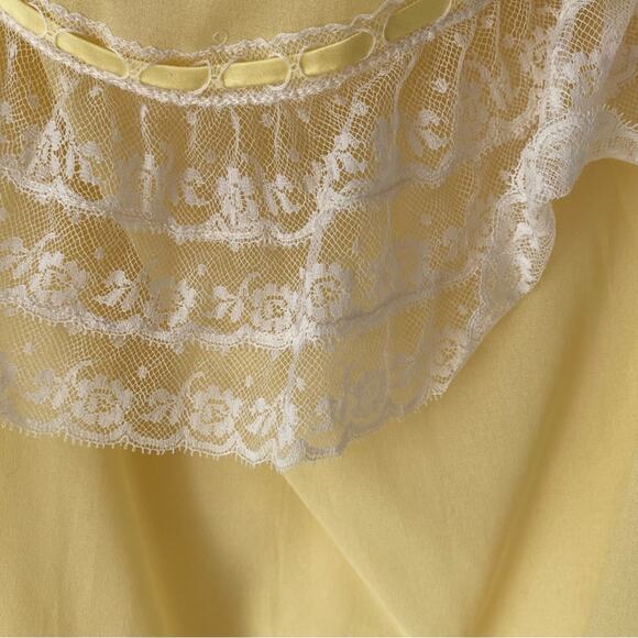 Bonwit Teller Lelis Vintage Rare Yellow Lace Long Nightgown size medium lingerie - Picture 10 of 11